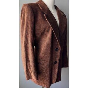 Vintage Harlan Brown Black Herringbone Tweed Blazer Jacket Size 12
